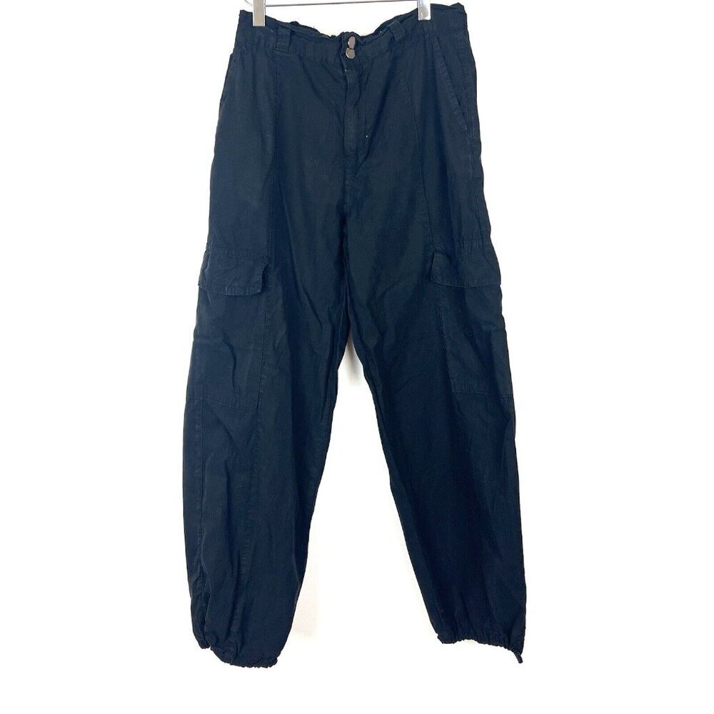 Women’s Stradivarius Wide Leg Black Cargo Pants Sz. 4 Gorpcore Y2k Balloon Army